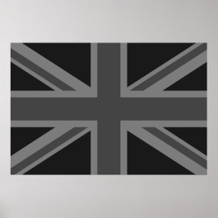 Póster Gris del negro de la bandera de Inglaterra