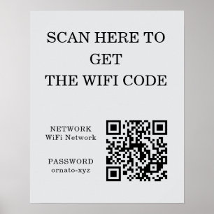 Póster Gris del Poster de código QR de WiFi - Buscar acce