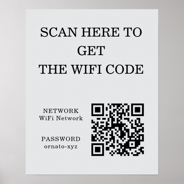 Póster Gris del Poster de código QR de WiFi - Buscar acce (Frente)