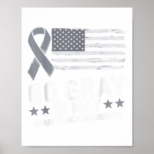 Póster Gris En Mayo Conciencia Sobre El Cáncer De Cerebro