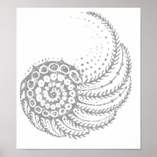 Póster Gris espiral orgánica