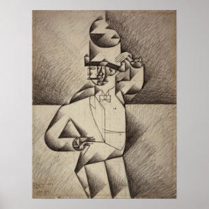 Póster Gris - Estudio para hombre en un café