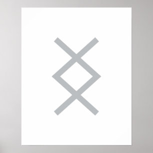Póster Gris Geometric Inguz (The God Ing) Viking Rune
