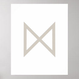 Póster Gris Geométrico Dagaz (Día) Viking Rune