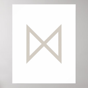 Póster Gris Geométrico Dagaz (Día) Viking Rune