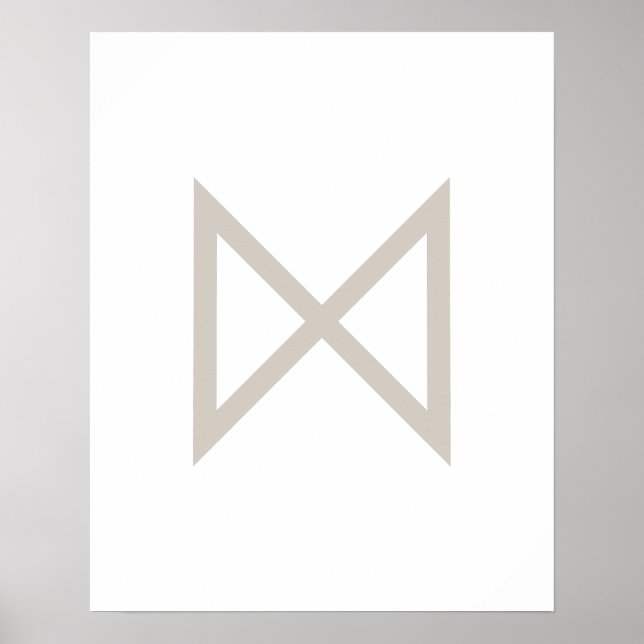 Póster Gris Geométrico Dagaz (Día) Viking Rune (Frente)