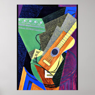 Póster Gris - Guitar en una mesa
