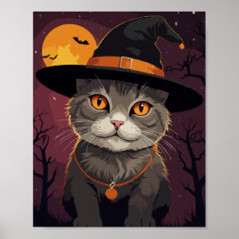 Póster Gris halloween cat