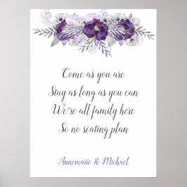 Póster Gris morado plateado sin Boda del plan de asiento 