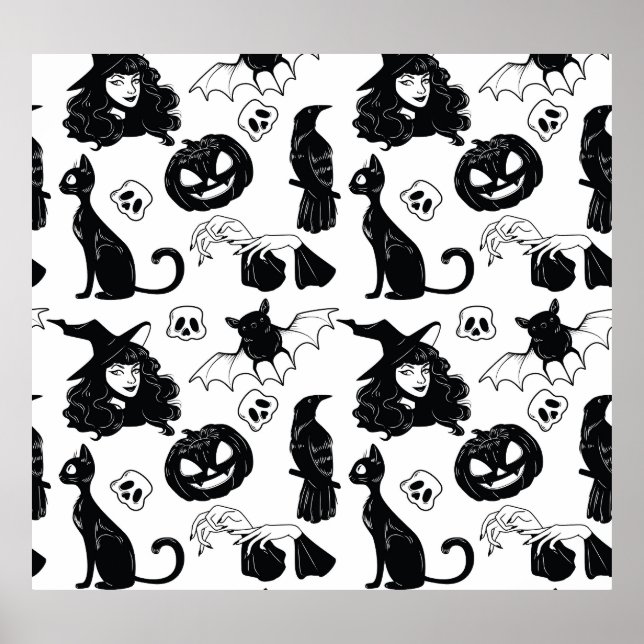 Póster Gris Naranja tropical: patrón de cosecha (Frente)