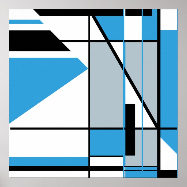 Póster Gris negro azul sobre apariencia de mosaico abstra (Frente)