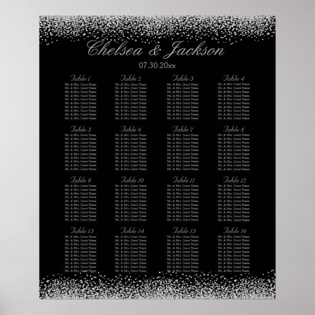 Póster Gris negro y plateado - 16 Asientos (Frente)