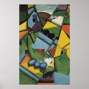 Póster Gris - Paisaje y casas en Ceret