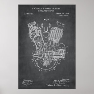 Póster Gris Patente interna del motor de combustión