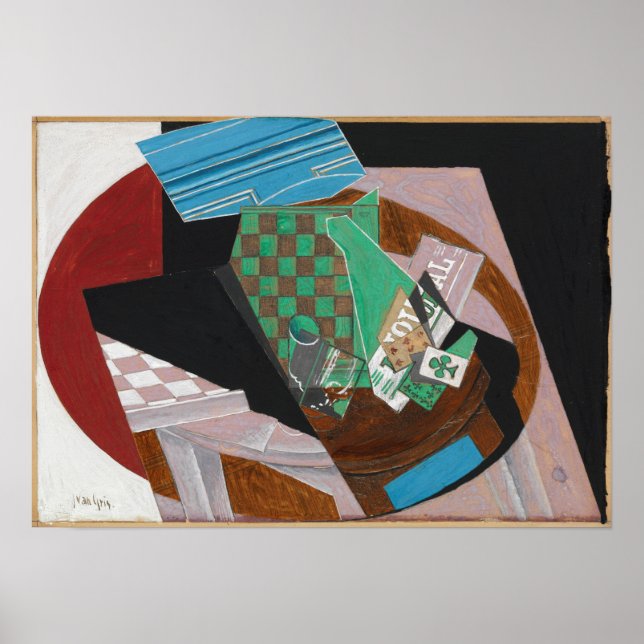 Póster Gris - Tablero De Cheques Y Tarjetas De Jugar (Frente)