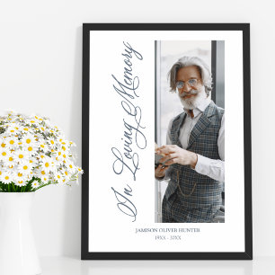 Póster Gris Tradicional y Elegante Funeral Fotográfico Qu