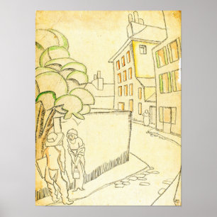 Póster Gris - Una Calle En Montmartre