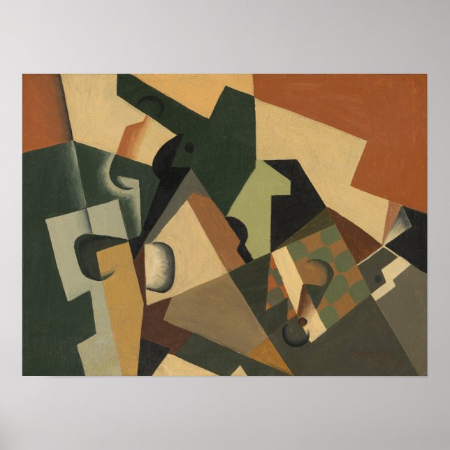Póster Gris - Vidrio y tablero de ajedrez 1917 (Frente)