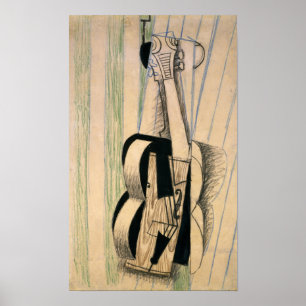Póster Gris - Violín Colgado En Una Pared