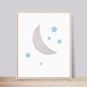 Póster Gris y azul   Poster de enfermería de Luna y Estre