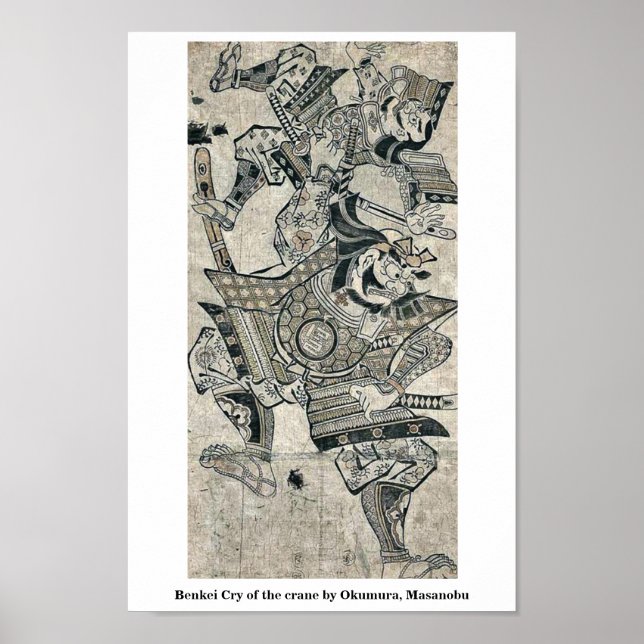 Póster Grito de Benkei de la grúa de Okumura, Masanobu (Frente)