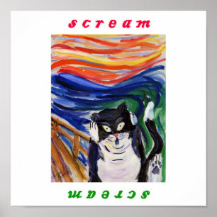 Póster Grito de gatito con texto de grito