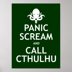 Póster Grito y llamada Cthulhu del pánico