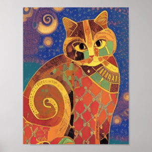 Póster Gritos de gatito de mosaico marroquí
