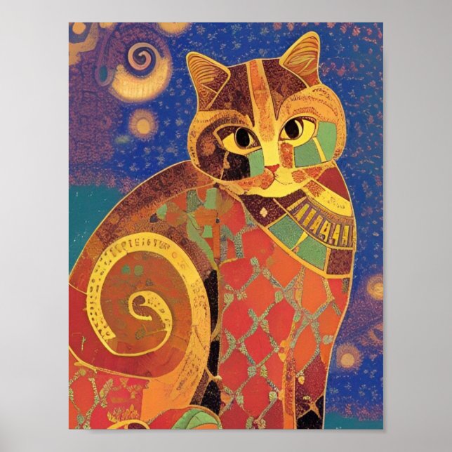 Póster Gritos de gatito de mosaico marroquí (Frente)
