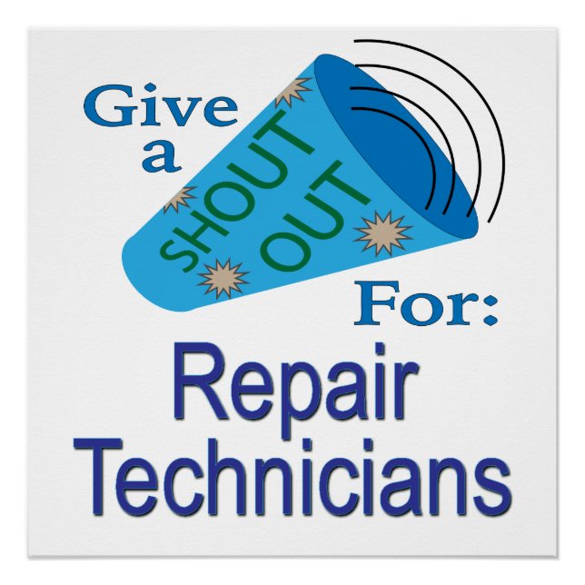 Póster Gritos para técnicos de reparación (Anverso)