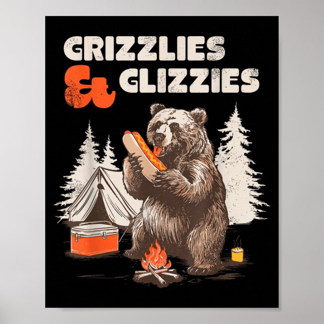 Póster Grizzlies &amp; Glizzies Eating Hotdog Meme Funny  (Frente)