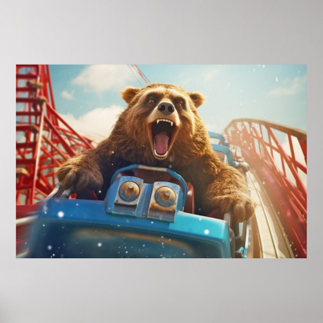 Póster Grizzly Bear Animal Fun Rolling Croaster Happy Tim (Frente)