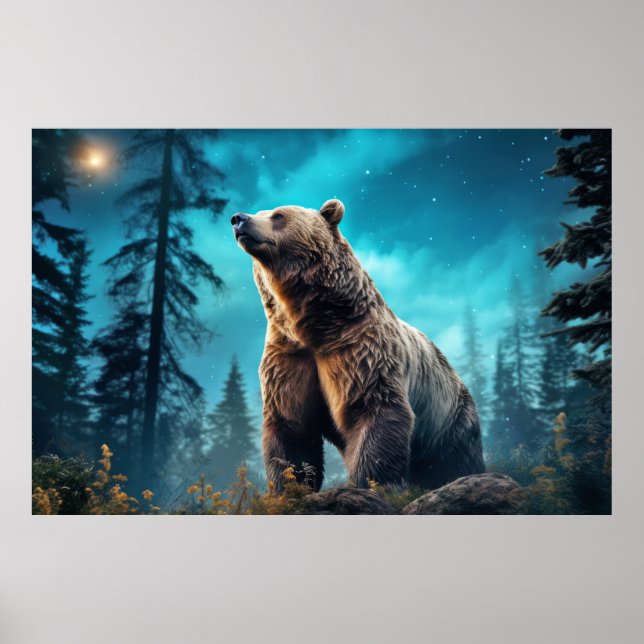 Póster Grizzly Bear Animal Wilderness Colorness (Frente)