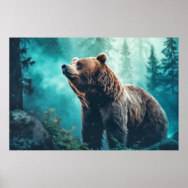 Póster Grizzly Bear Animal Wilderness Colorness (Frente)