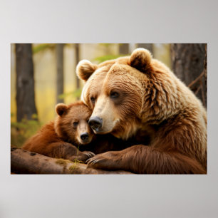 Póster Grizzly Bear Animal Wildness Beauty Freedom Wilder