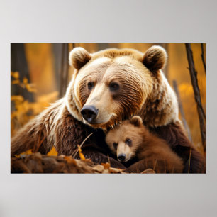 Póster Grizzly Bear Animal Wildness Beauty Freedom Wilder