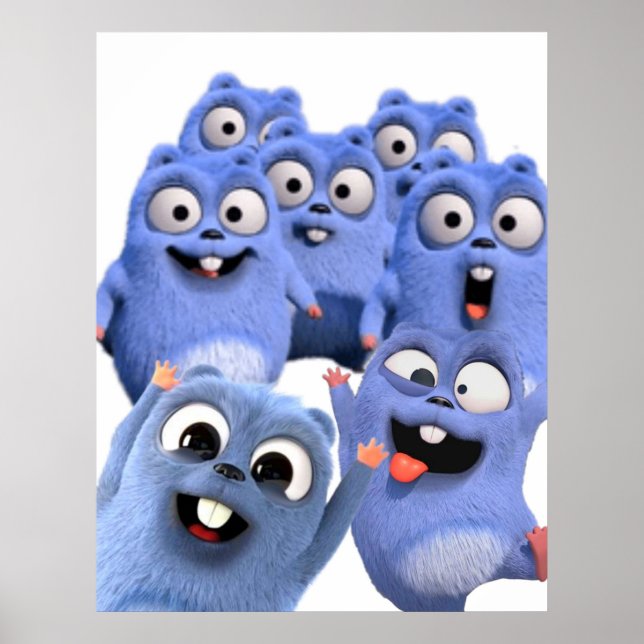 Póster grizzy y lemmings graciosos y felices (Frente)