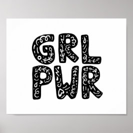 Póster GRL PWR Chica Power Typography Art