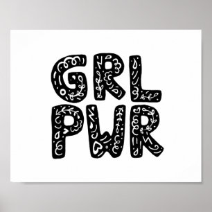 Póster GRL PWR Chica Power Typography Art