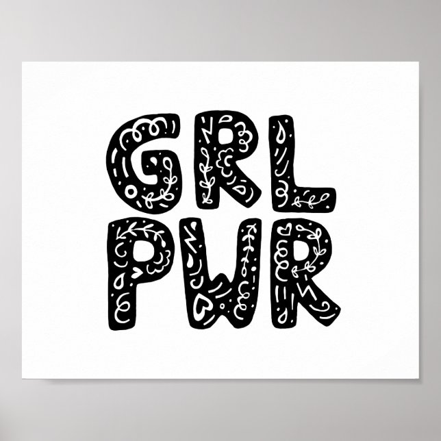 Póster GRL PWR Chica Power Typography Art (Frente)