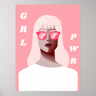 Póster GRL PWR Poder Chica de Ilustracion feminista moder