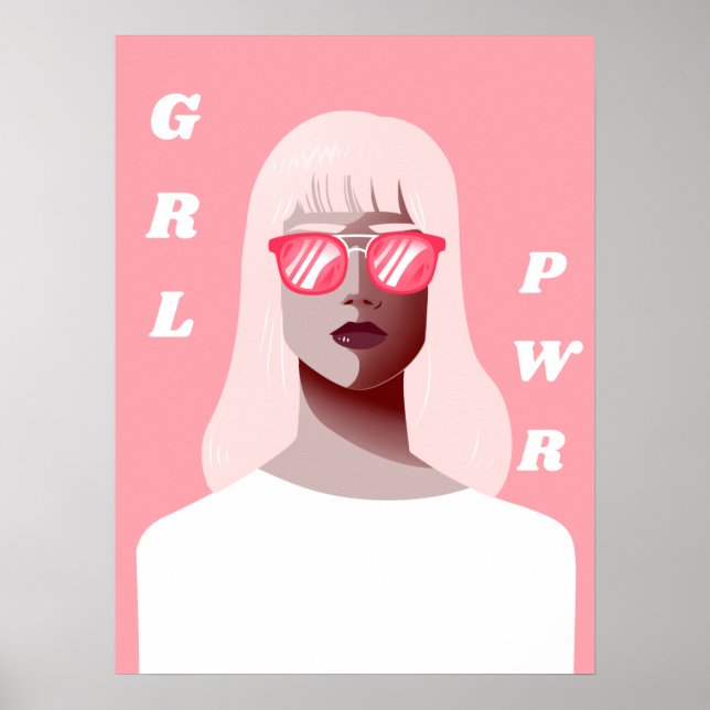 Póster GRL PWR Poder Chica de Ilustracion feminista moder (Frente)