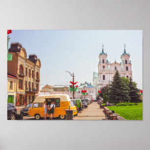 Póster Grodno Bielorrusia City Architecture Life People