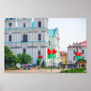 Póster Grodno Bielorrusia City Architecture Life People