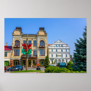Póster Grodno Bielorrusia City Architecture Life People