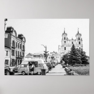 Póster Grodno Bielorrusia City Architecture Life People