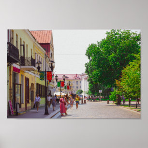 Póster Grodno Bielorrusia City Architecture Life People