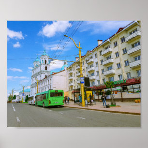 Póster Grodno Bielorrusia Vista de la ciudad de arquitect