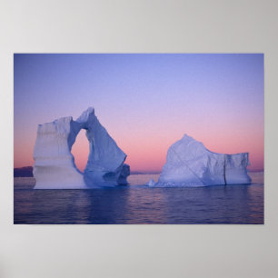 Póster Groenlandia, Iceberg al atardecer.