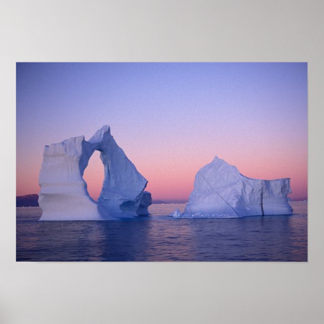 Póster Groenlandia, Iceberg al atardecer. (Frente)